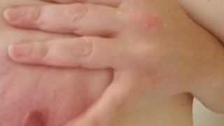 Rubbing and Spitting on My Big Tits in Shower