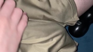 Young frat play with morning wood