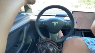 Best friend eats my pussy while the Tesla in self drive mode 😈