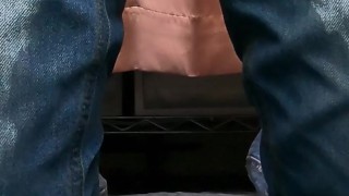 巨乳JKがジーンズでおしがまおもらしオナニー