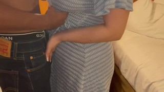 Hotwife MILF teaches 18 year old Virgin with a nice sensual blowjob in front of cuckold