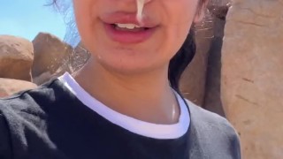 "I don't care if they all see me, just cum all over my glasses"