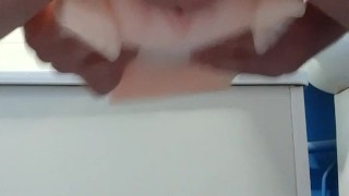 Teen fucks the sex doll with little feet doggy style and cums twice