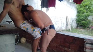 maid teases me in shorts until I fuck her on the balcony