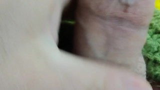 Stroking my cock a little with no lube