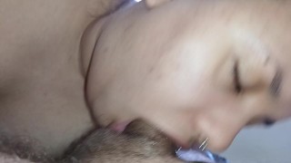 first creampie of the day, he didn't want to cum but I made him cum he couldn't take it