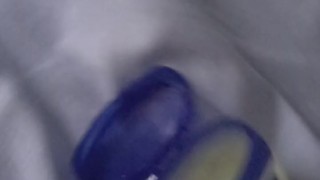 I put on a condom, watch some porn and fuck my bed