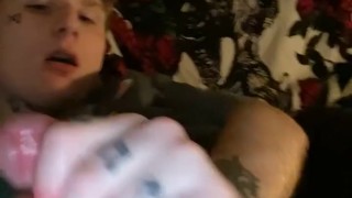 Tattooed E Boy stroking Thick BWC Slow