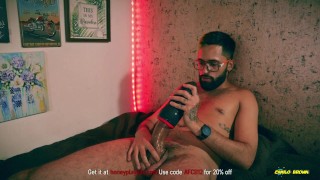 Big Cock Latino Camilo Brown Testing HoneyPlayBox DAYO Vibrating, Heating and Clamping Masturbator