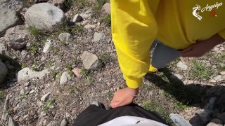 A tourist with a big ass decided to give a blowjob in nature to her boyfriend - AnGelya.G