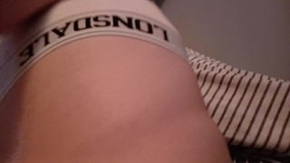 Showing off my ass and bulge in white briefs