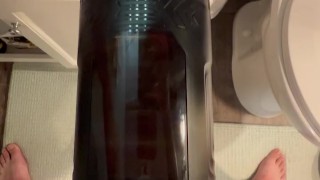 New toy vibrating thrusting and rotating auto stroker male masturbator big cum shot ending