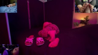 Prepping for video shoot with foot model background noise raw footage
