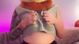 Furry Cat Girl strips for you and shows off her Thick Ass