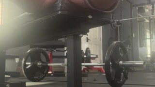 Horny fit gym babe makes you watch her public pussy dildo ride and squirt