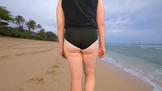 Bubble butt crossdresser public walk in tight hot pants