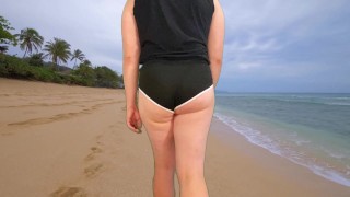 Bubble butt crossdresser public walk in tight hot pants