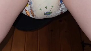 Cute diaper peeing