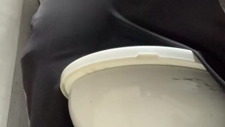 Big hairy dick inside the bathroom showing off and jerking off