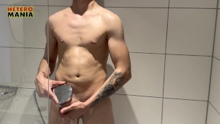 Young straight boy Sergej fucks his fleshlight hard - young big dick and huge balls on him