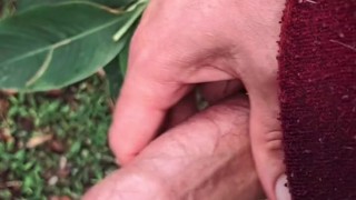 Playing with my uncut dick in nature.