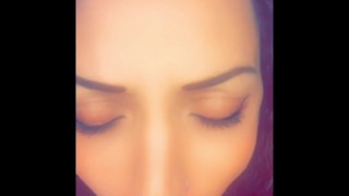 Horny British babe with big natural tits, oil, POV blow job and fat orgasm!! Moaning and wet pussy