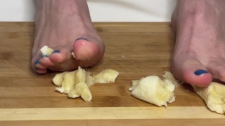 Messy play with a banana under my feet