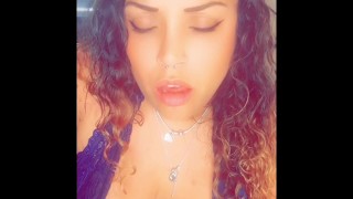 Big natural tits British babe, tit wank with huge dildo and then fucks herself hard!