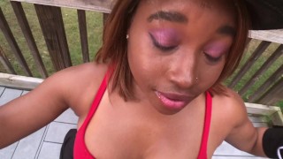 4K- I'm outside sucking his dick in the backyard as a Sexy Cowgirl for Halloween