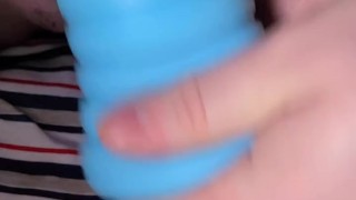 Chubby FTM's Hard Clit Sticks Out While Stroking