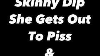 Naked Wife Outside The Hot Tub To Take A Piss And Lets Out A Piss Fart At The End