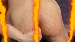 Horny straigh fingering his hairy asshole.