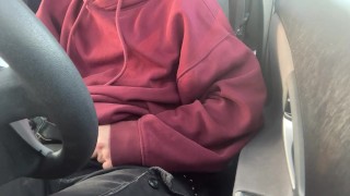 Needy ftm has loud orgasm in a busy parking lot