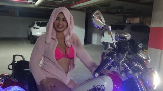 Sexy Colombian Latina in Bikini on Motorbike