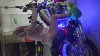 Sexy Colombian Latina in Bikini on Motorbike