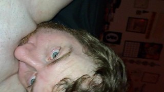 Daddy eating the creampie he just gave me