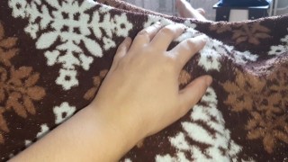 My shy slave girl licks and fucks my pussy in a mask and under a blanket - Lesbian_illusion