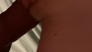 Her pussy is squelching with excitement and that's why I cum on her