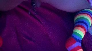 Transgirl Masturbates Ass Filled With Anal Beads