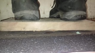 Bread Crush & Trample Under a Board with a Dirty Boot Print, size 11 boots 89kg 👣👣