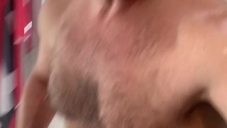 Naked jerk-off and cumming, I eat my cum for you. Intense orgasm face
