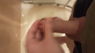 The guy ends up with cum with the help of lubricant