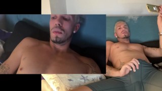 BLONDE GUY CAMSHOW COMPRESSION SPANDEX IN DAD'S BASEMENT