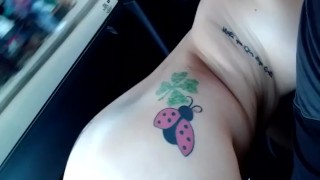 My stepdaughter fucks her vibrator on the way home