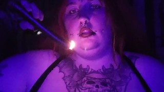 Hot goth witch titty wax