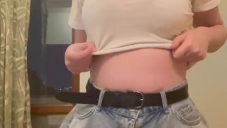 Sexy college girl teases with big tits