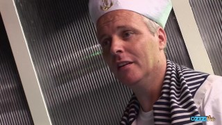 Horny sailor gets to fuck a brunette slut in various poses