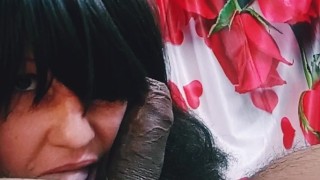 Huge cock barely Fits inside Her Mouth and Pussy