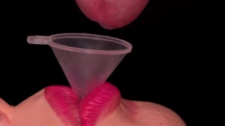 CLOSE UP: BEST Milking MOUTH made You CUM Through the FUNNEL! CUM FEEDING! Sensual BLOWJOB ASMR 4K
