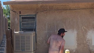 Public dildo riding in my back yard